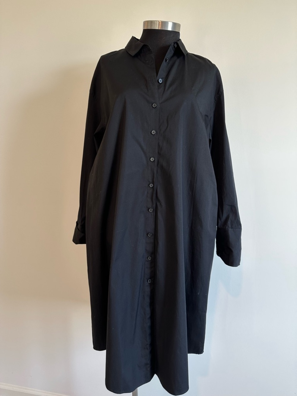 Nordstrom Black Button-Front Shirt Dress